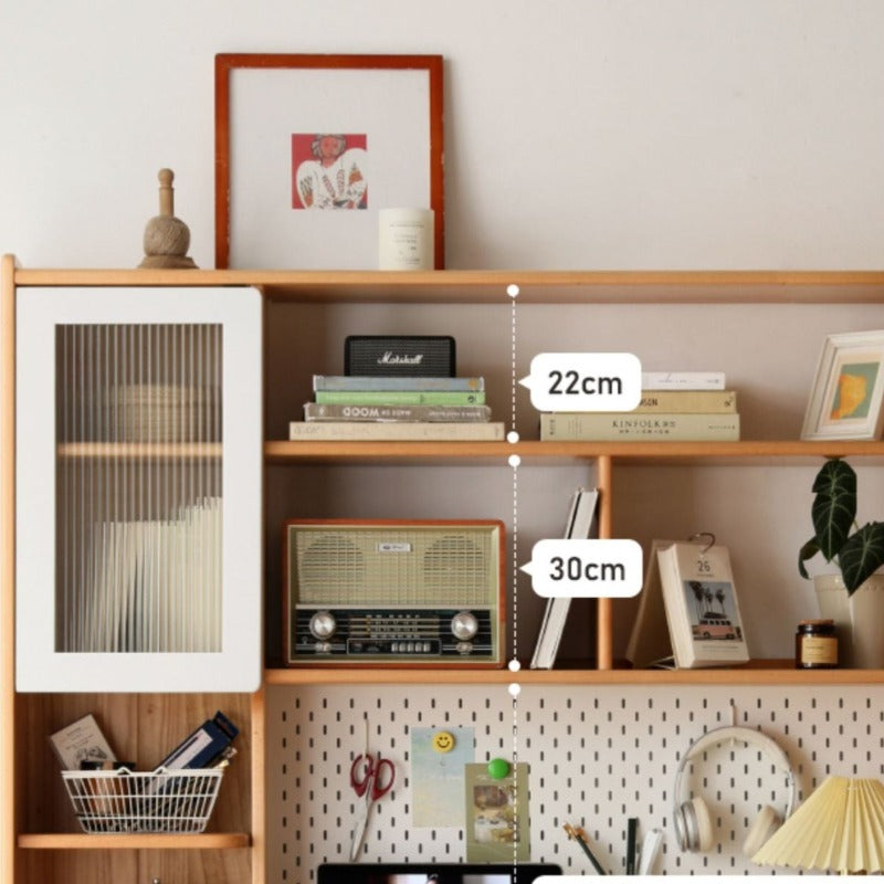 Beech Solid Wood Desk Bookshelf Combination