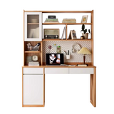 Beech Solid Wood Desk Bookshelf Combination