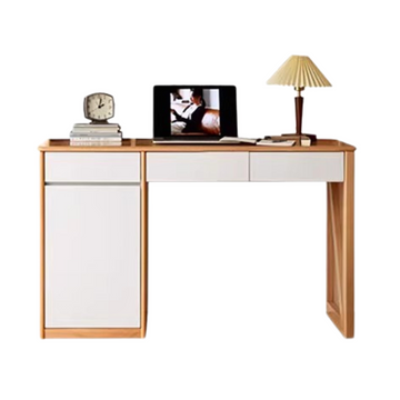 Beech Solid Wood Desk Bookshelf Combination