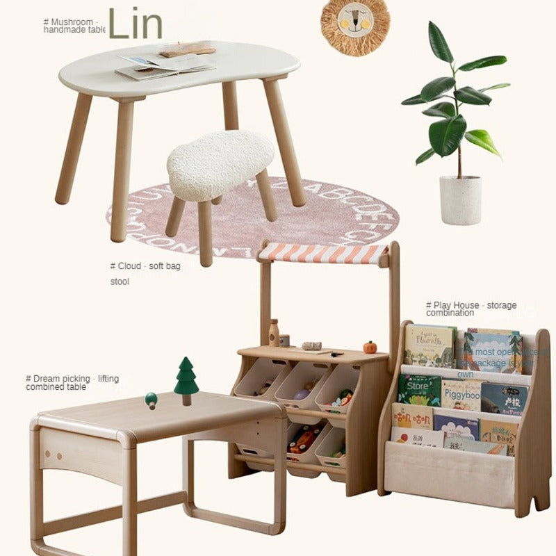 Birch Solid Wood Handmade Children's Study Peanut Table