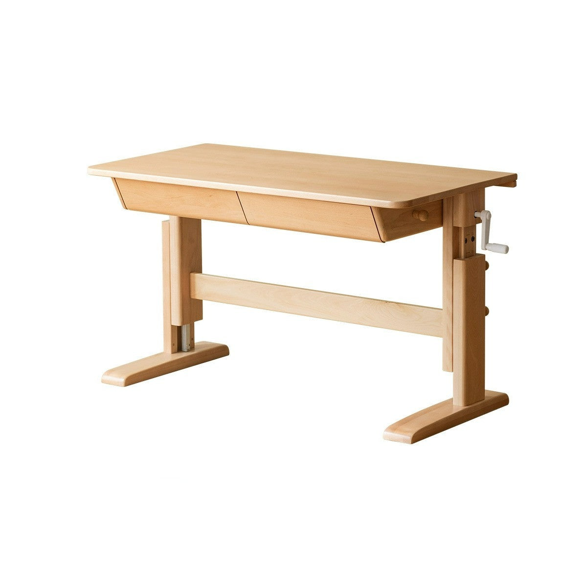 Beech Solid Wood Lifting Kids Table With Self/Chair/High Shelf