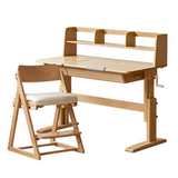 ブナ材使用の高さ調整可能な子供用テーブル(棚付き/椅子/高い棚)