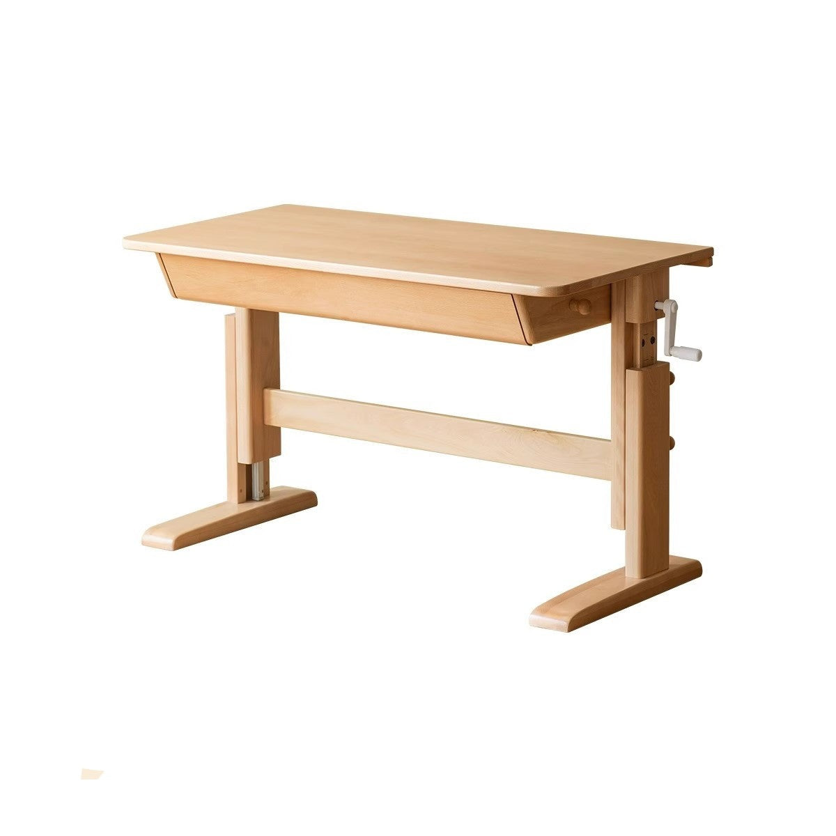 Beech Solid Wood Lifting Kids Table With Self/Chair/High Shelf