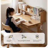 Beech Solid Wood Lifting Kids Table With Self/Chair/High Shelf
