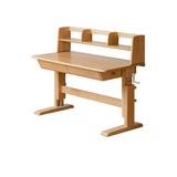 Beech Solid Wood Lifting Kids Table With Self/Chair/High Shelf
