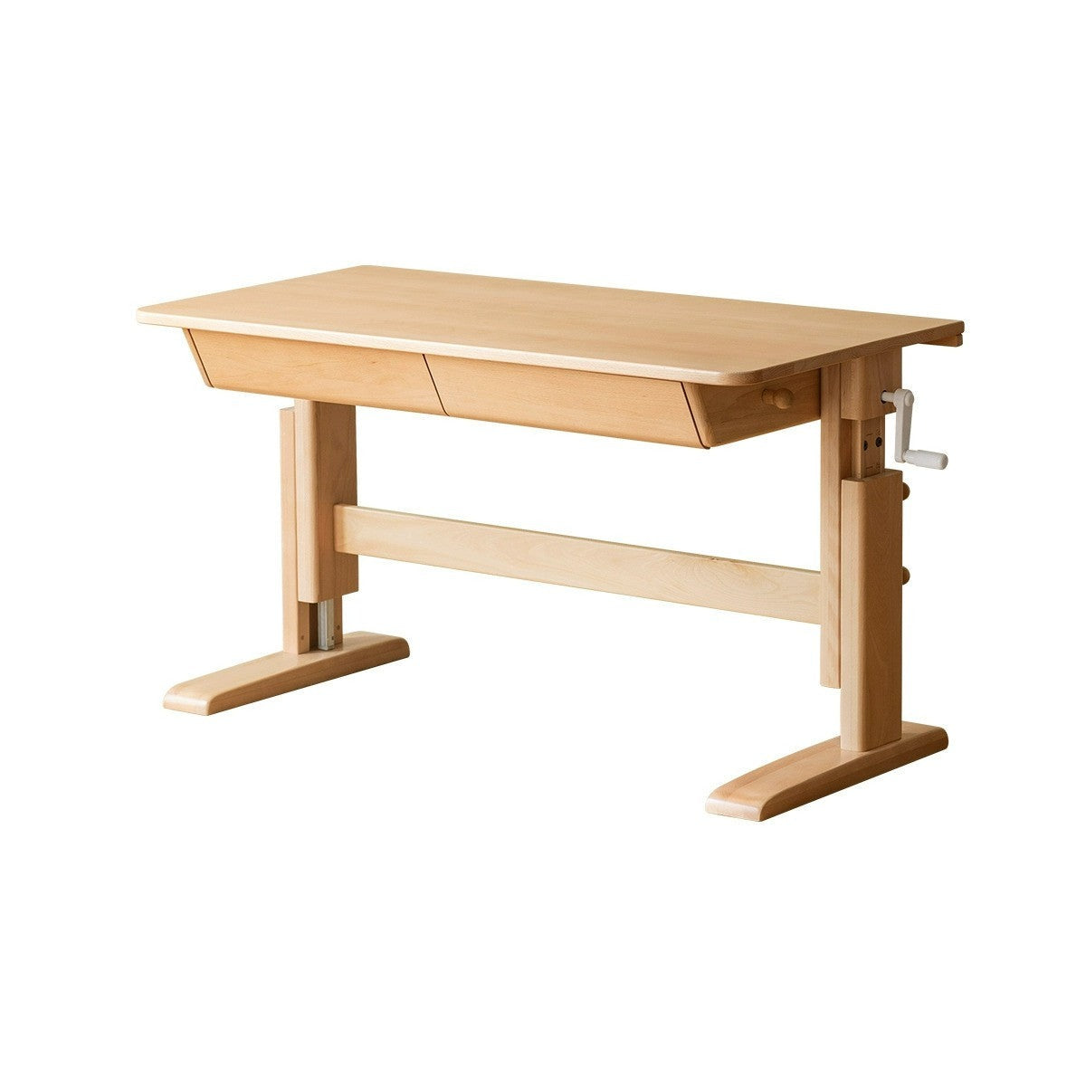 Beech Solid Wood Lifting Kids Table With Self/Chair/High Shelf