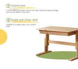 Beech Solid Wood Lifting Kids Table With Self/Chair/High Shelf