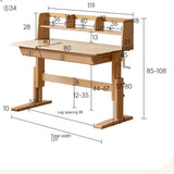 Beech Solid Wood Lifting Kids Table With Self/Chair/High Shelf