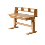 Beech Solid Wood Lifting Kids Table With Self/Chair/High Shelf