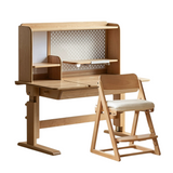 ブナ材使用の高さ調整可能な子供用テーブル(棚付き/椅子/高い棚)