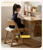 Beech Solid Wood Lifting Kids Table With Self/Chair/High Shelf