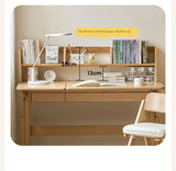 Beech Solid Wood Lifting Kids Table With Self/Chair/High Shelf