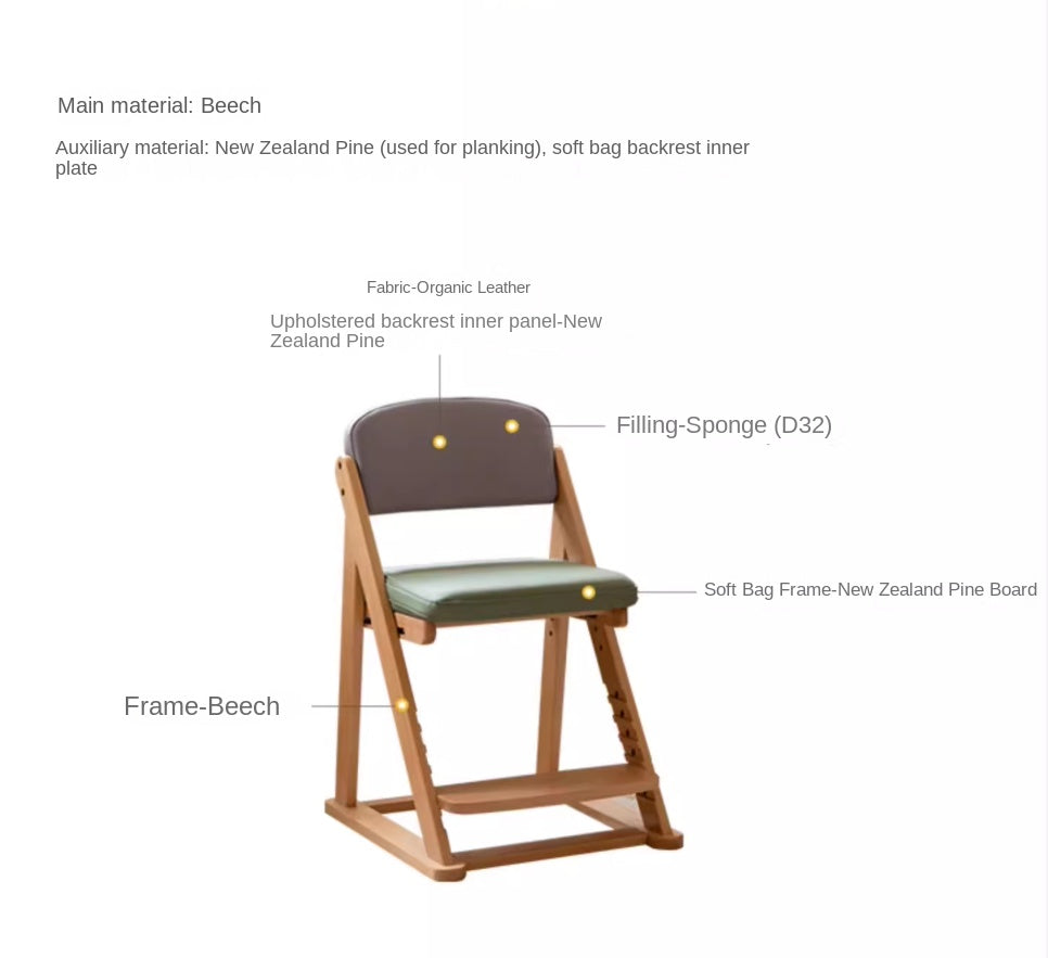Beech Solid Wood Lift Learning Chair.