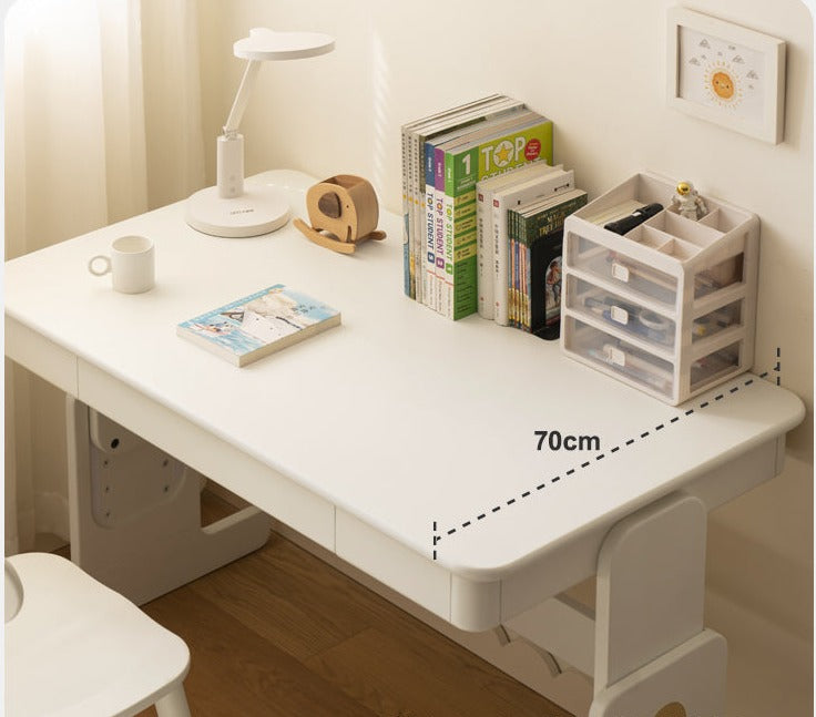 Beech Solid Wood Lift Study Desk  Adjustable White Children's Desk