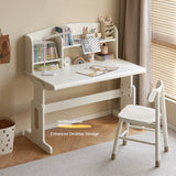 Beech Solid Wood Lift Study Desk  Adjustable White Children's Desk