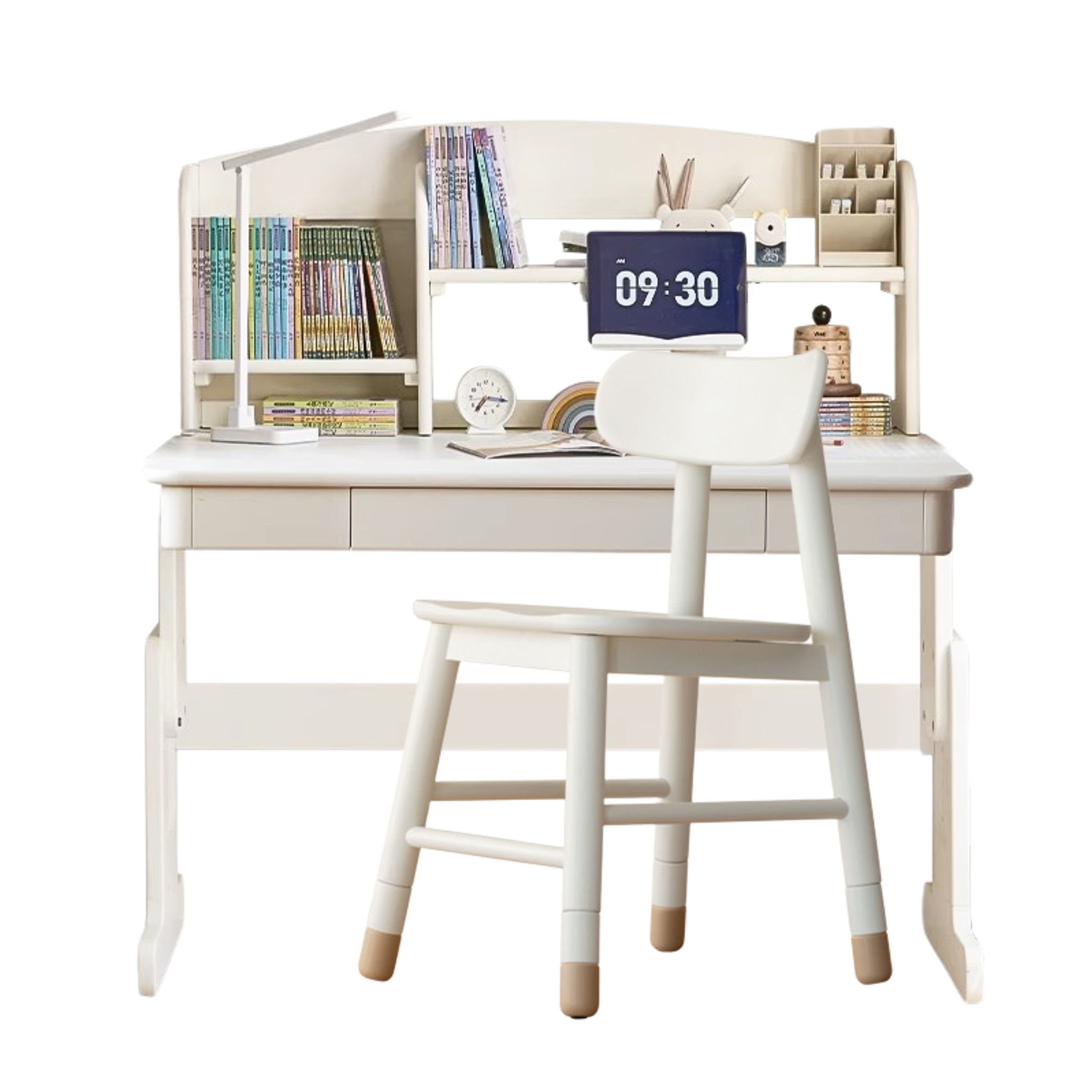 Beech Solid Wood Lift Study Desk  Adjustable White Children's Desk