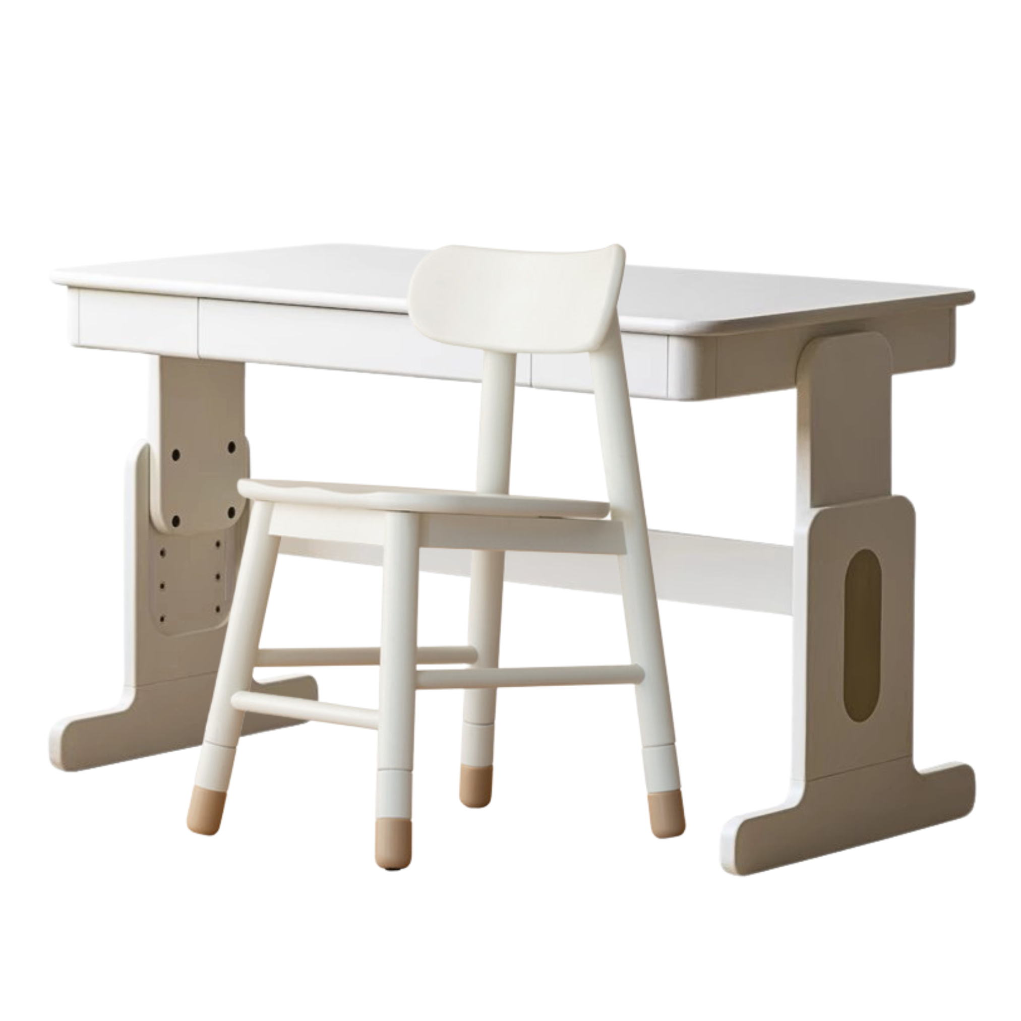 Beech Solid Wood Lift Study Desk  Adjustable White Children's Desk