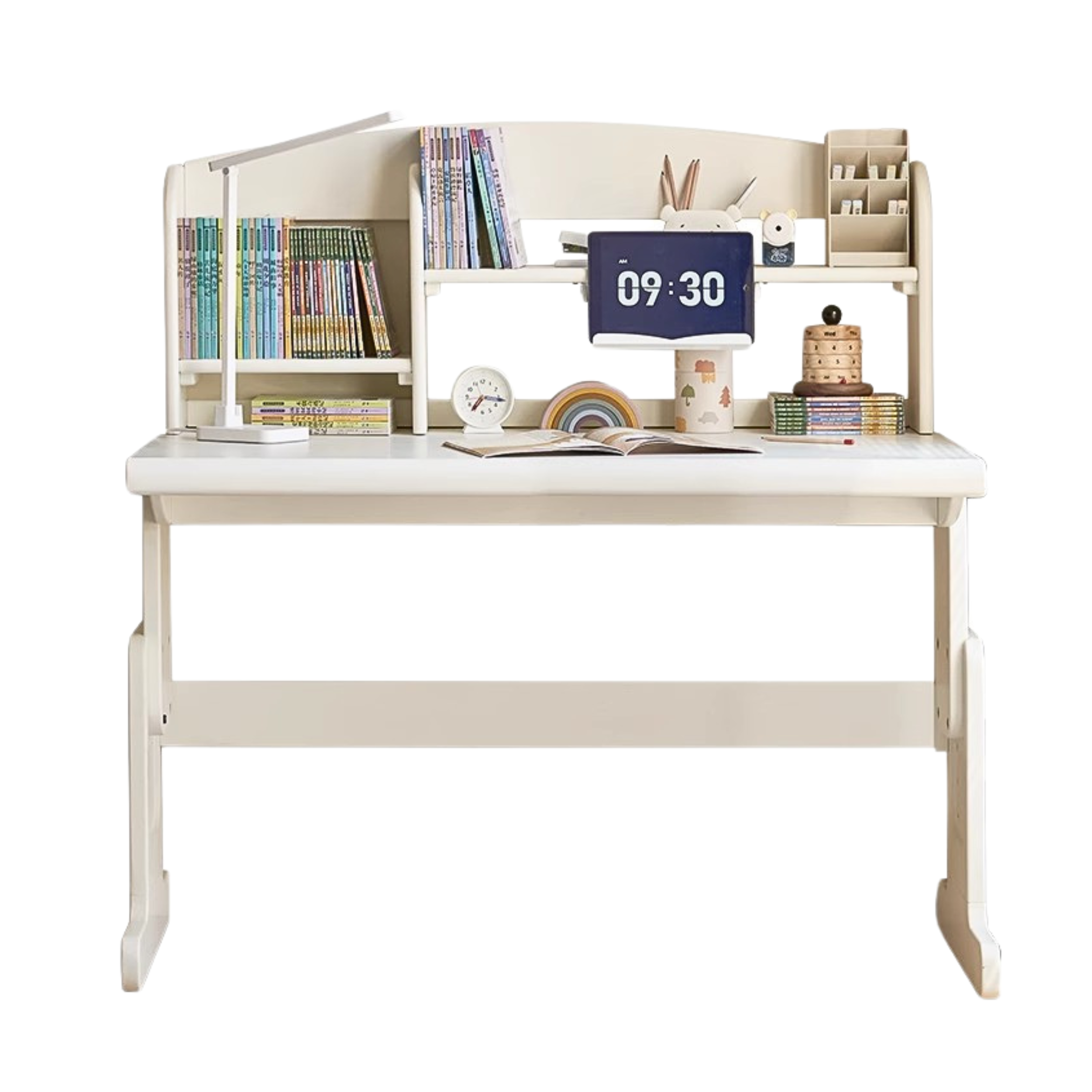 Beech Solid Wood Lift Study Desk  Adjustable White Children's Desk