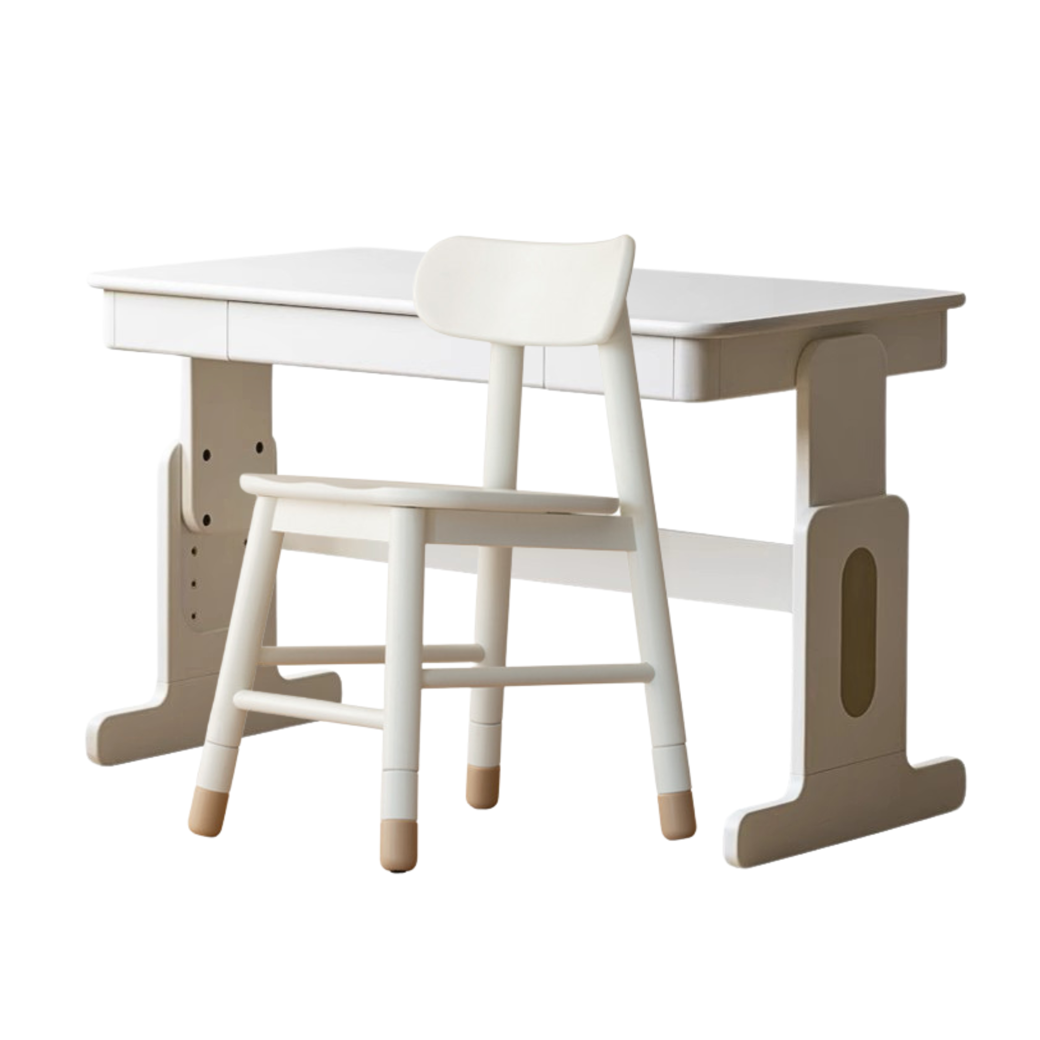 Beech Solid Wood Lift Study Desk  Adjustable White Children's Desk