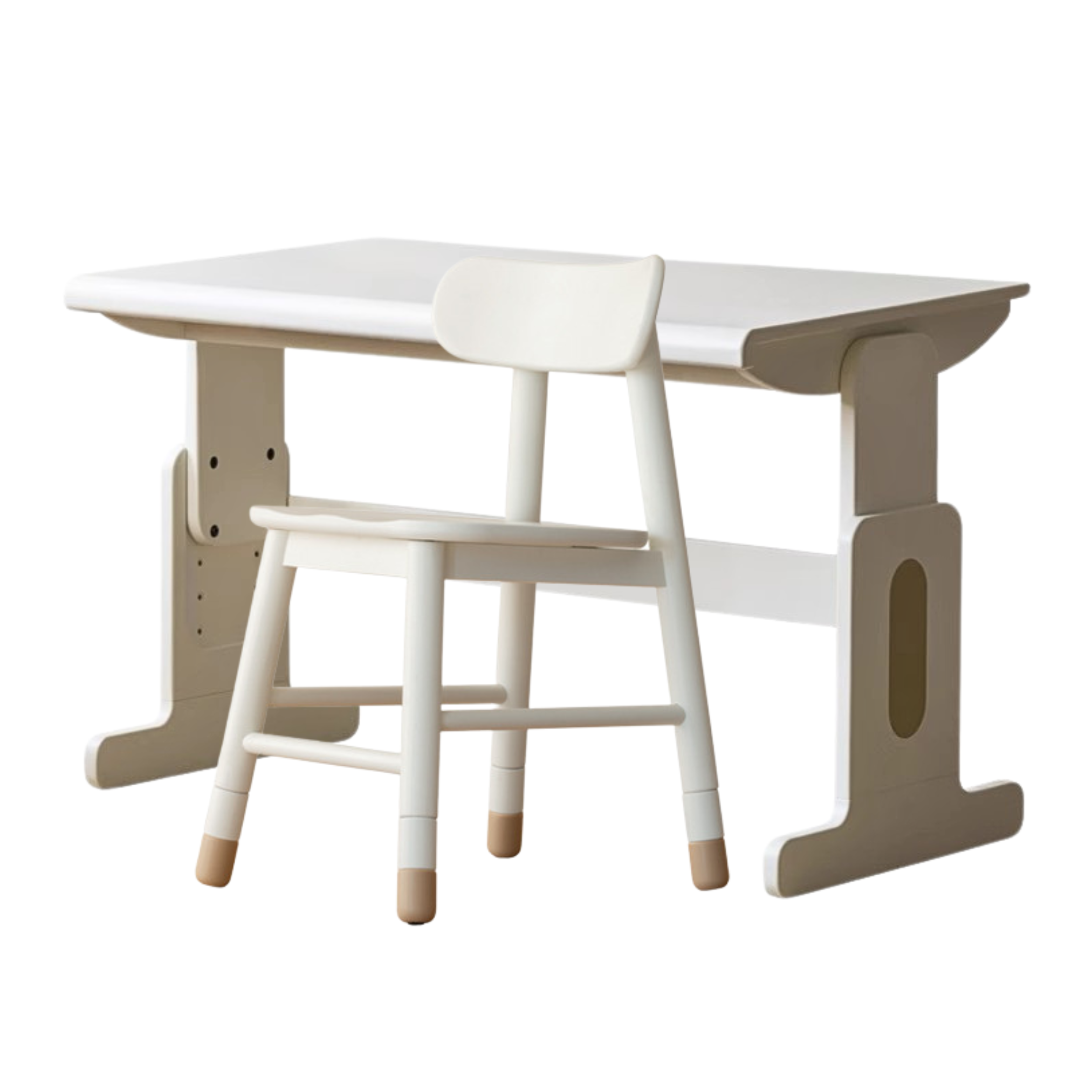 Beech Solid Wood Lift Study Desk  Adjustable White Children's Desk