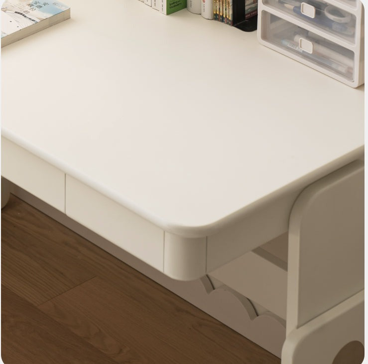 Beech Solid Wood Lift Study Desk  Adjustable White Children's Desk