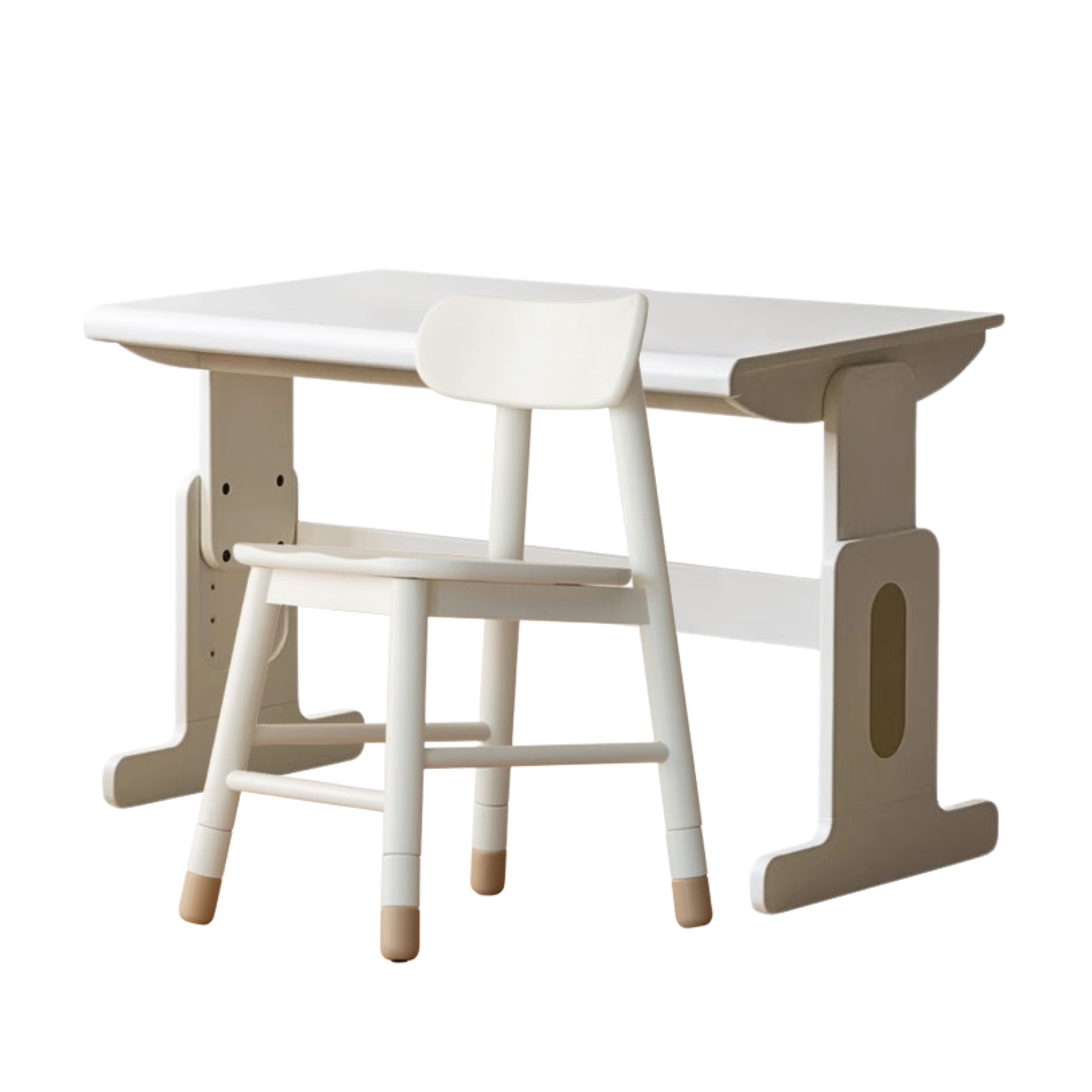 Beech Solid Wood Lift Study Desk  Adjustable White Children's Desk