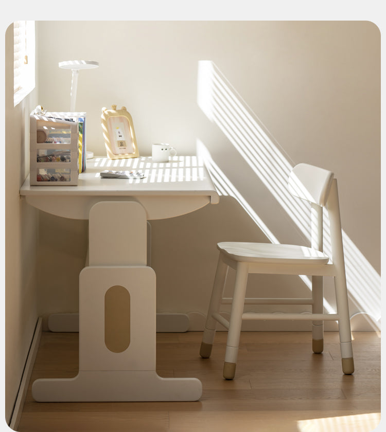Beech Solid Wood Lift Study Desk  Adjustable White Children's Desk