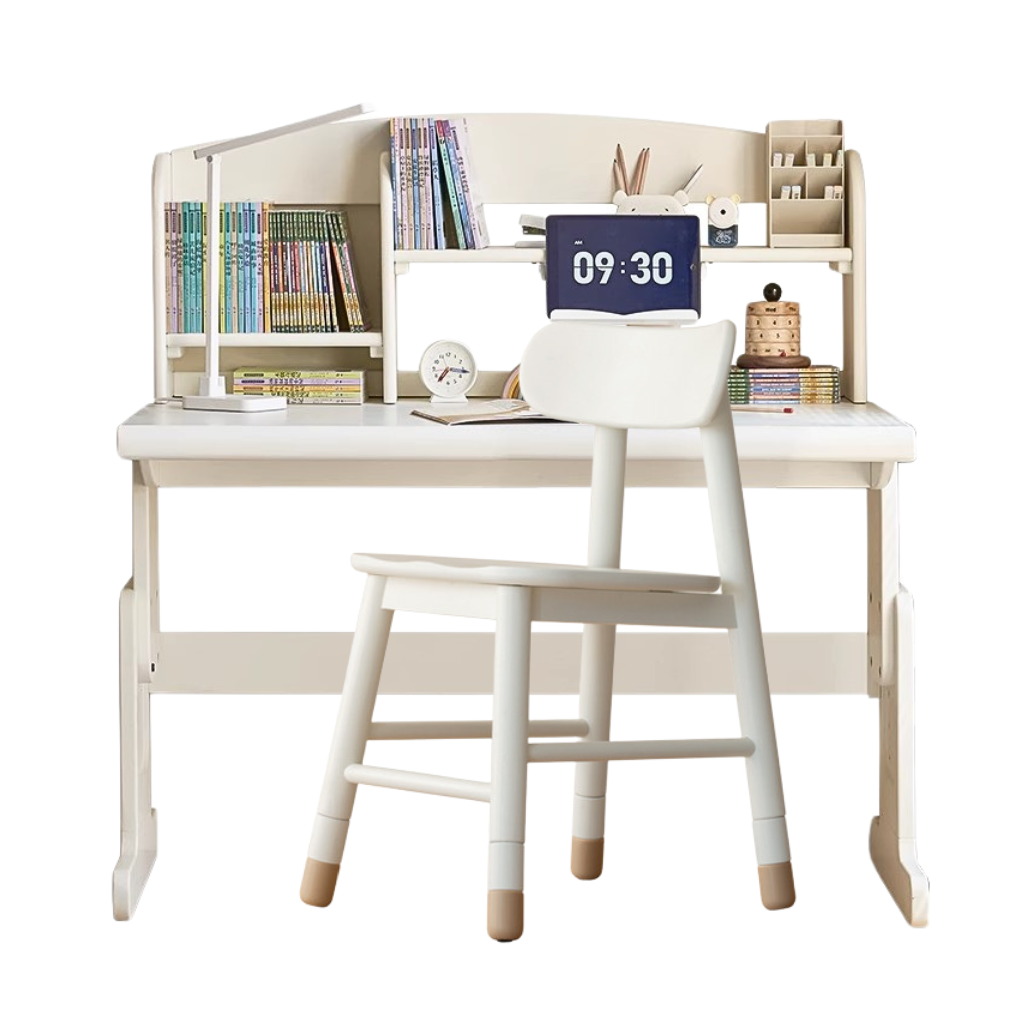 Beech Solid Wood Lift Study Desk  Adjustable White Children's Desk