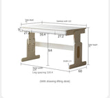 Beech Solid Wood Lift Study Desk  Adjustable White Children's Desk