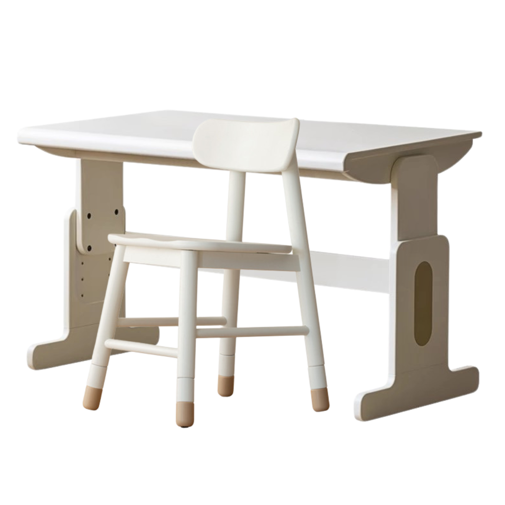 Beech Solid Wood Lift Study Desk  Adjustable White Children's Desk