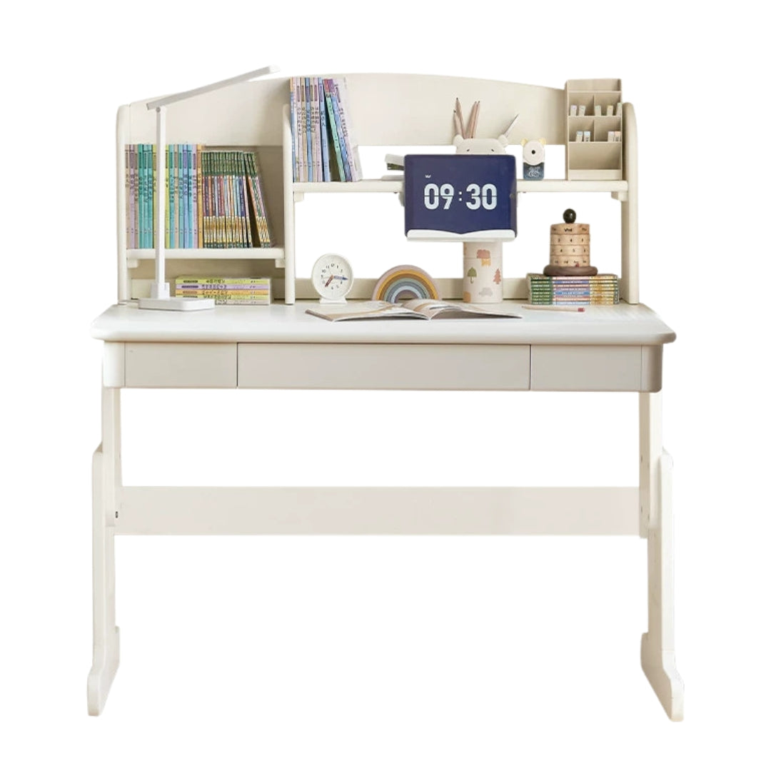 Beech Solid Wood Lift Study Desk  Adjustable White Children's Desk