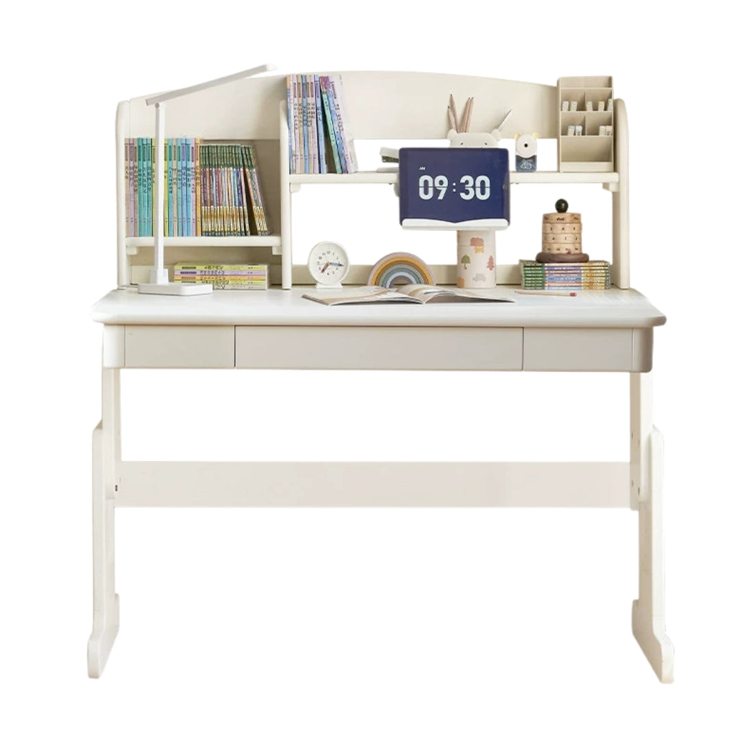 Beech Solid Wood Lift Study Desk  Adjustable White Children's Desk