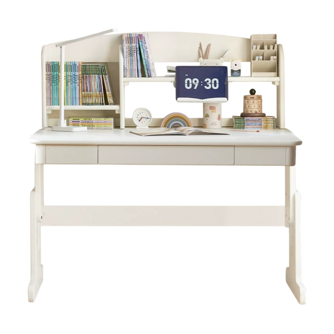 Beech Solid Wood Lift Study Desk  Adjustable White Children's Desk
