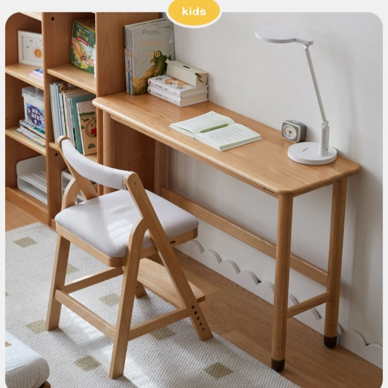 Oak Solid Wood Lifting Study Table Narrow Desk