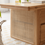 50" Solid Wood Multifunctional Lift Top Coffee Table Rectangle with Rattan Base