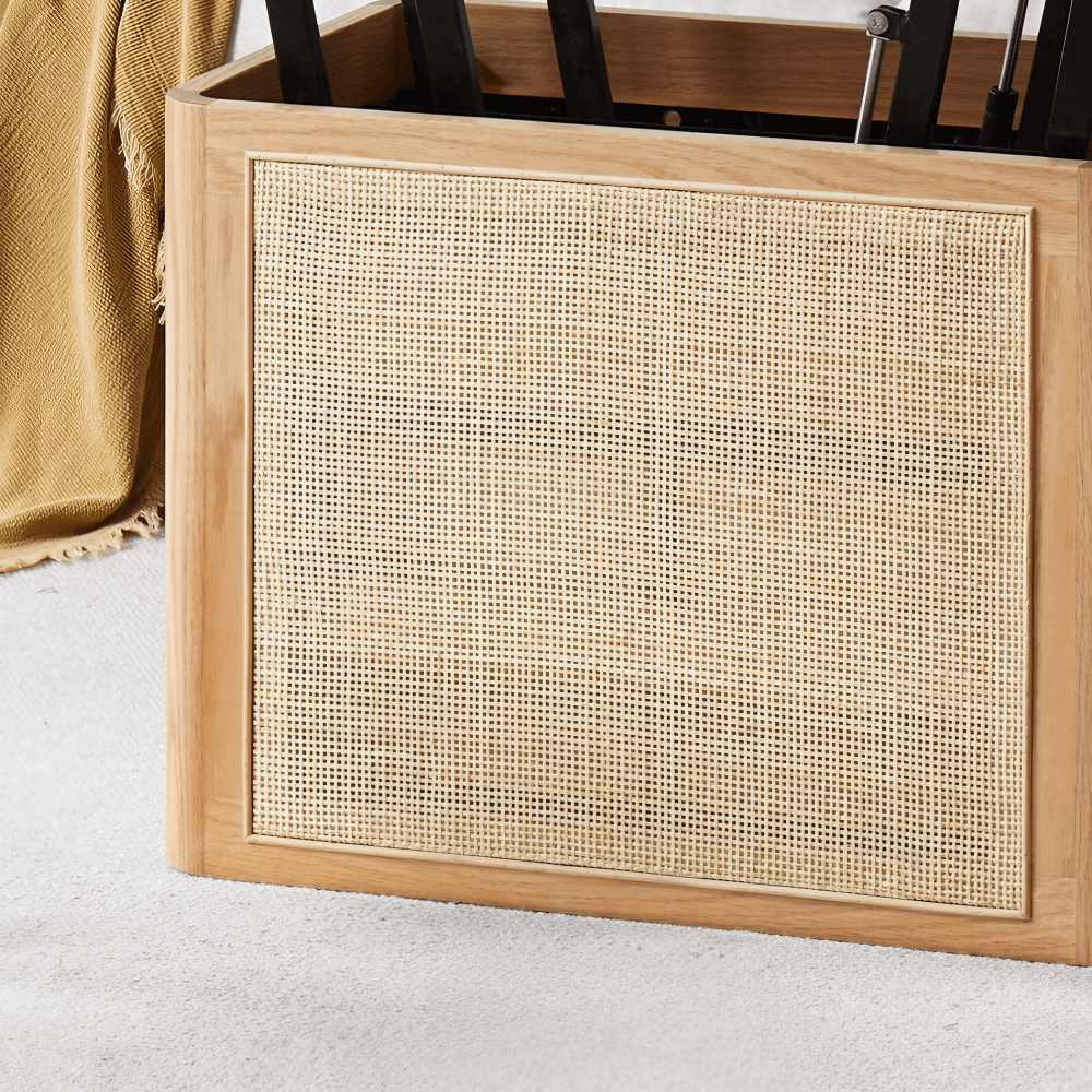 50" Solid Wood Multifunctional Lift Top Coffee Table Rectangle with Rattan Base