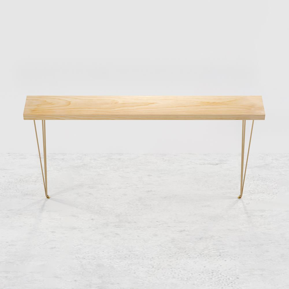 39" Modern Walnut Narrow Rectangular Console Table with Wooden Top Metal Legs