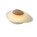 Minimalist LED White Flush Mount Ceiling Light Metal Arcylic and Wood