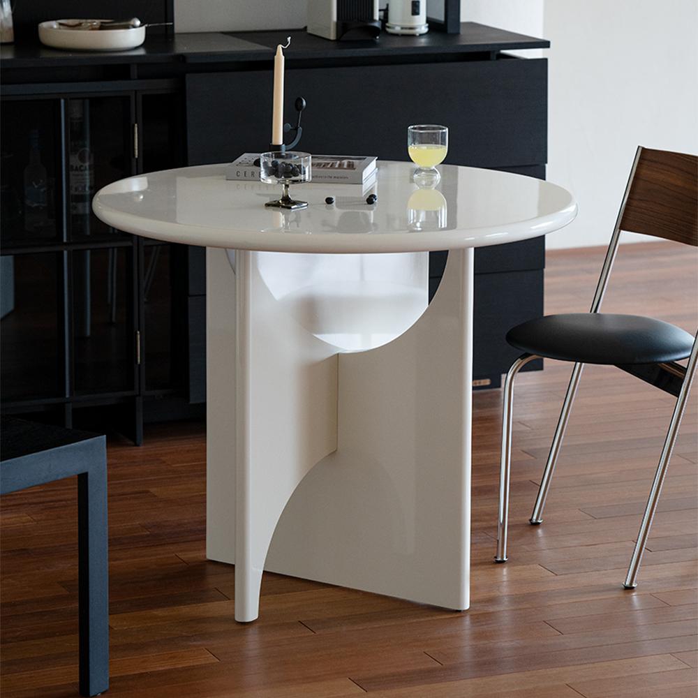 39" White Round Dining Table for 4 Seaters with Cross Base