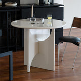 39" White Round Dining Table for 4 Seaters with Cross Base
