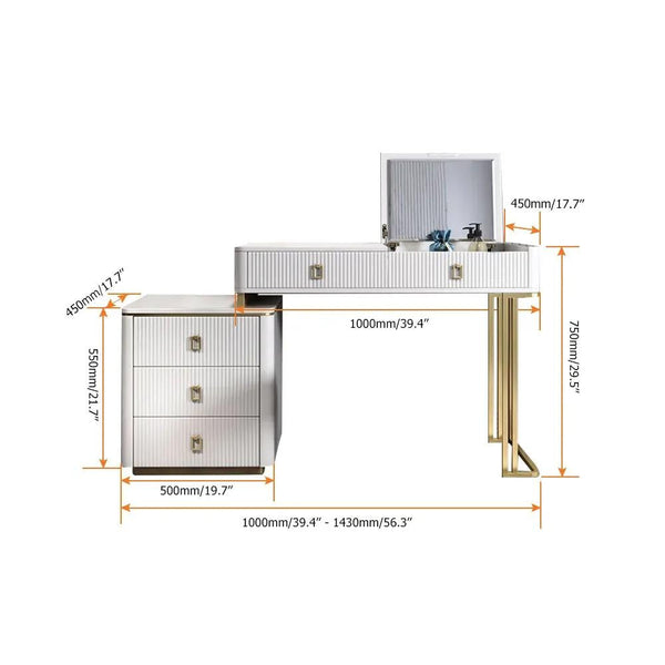 Modern Makeup Vanity Expandable Dressing Table with Mirror
