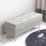 Modern Velvet Storage Bench Flip Top in Pink with Gold Legs