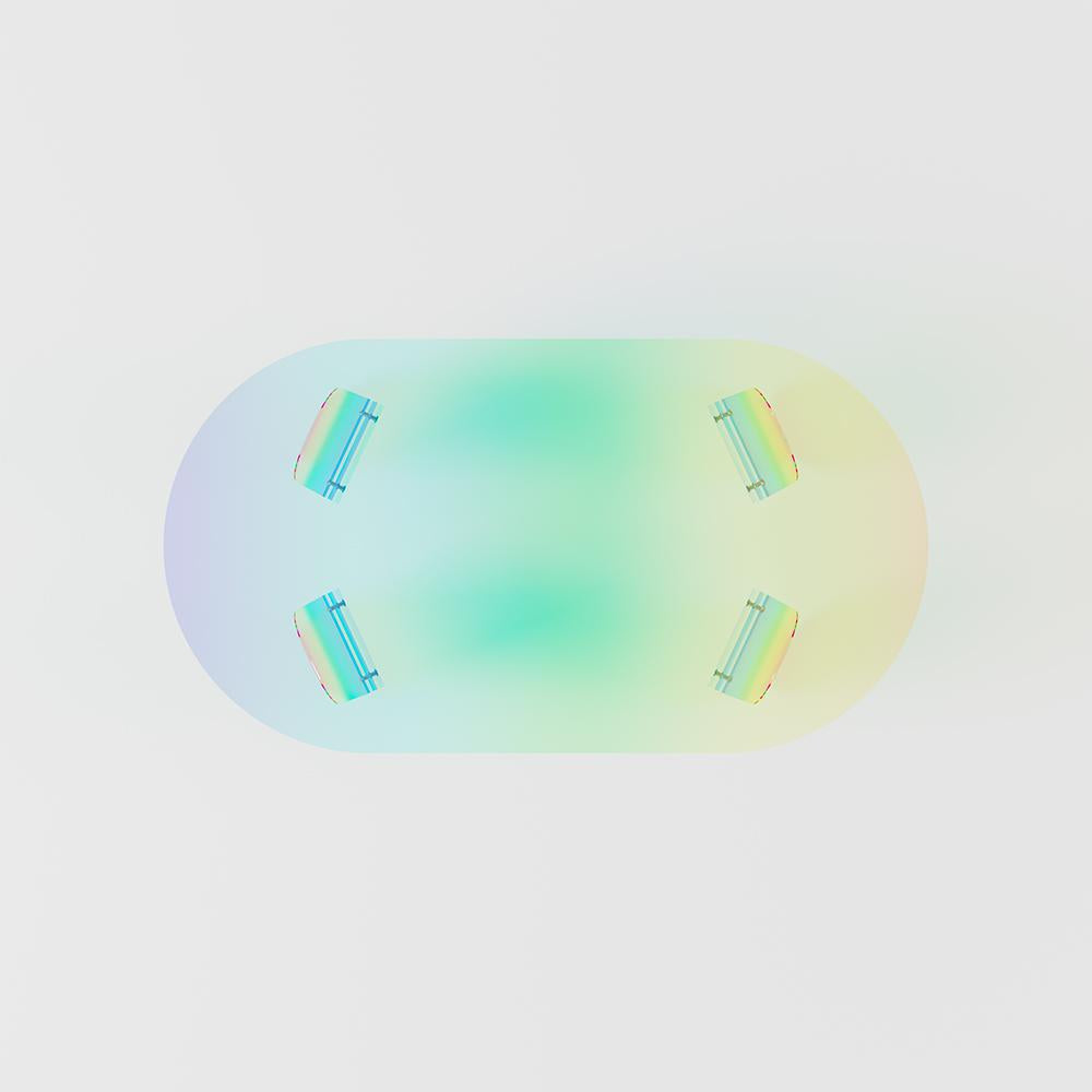 47" Modern Acrylic Oval Coffee Table in Clear Iridescent with 4 Legs