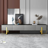 Blackcast 79" Modern Gray TV stand Sintered Stone Minimalist Media Console with Drawers
