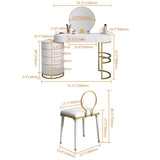 White Makeup Vanity Dressing Table with Swivel Cabinet Mirror & Stool Included