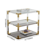 Clear Acrylic End Table Glass Top with Storage 3-Tier Side Table-Richsoul-End & Side Tables,Furniture,Living Room Furniture
