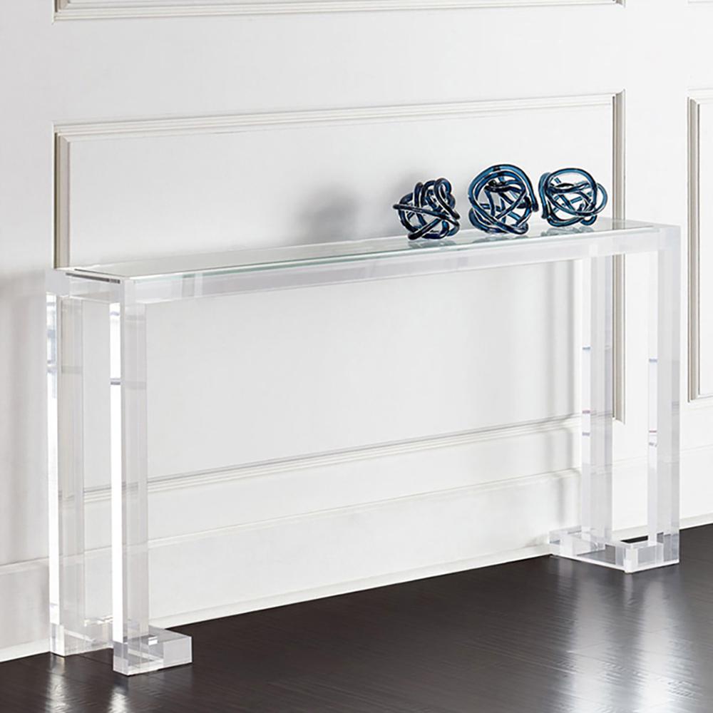 47.2_ Crystal Clear Acrylic Rectangular Console Table with Glass Top