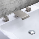Moda Matte Black Waterfall Widespread Bathroom Sink Faucet Square Double Handle