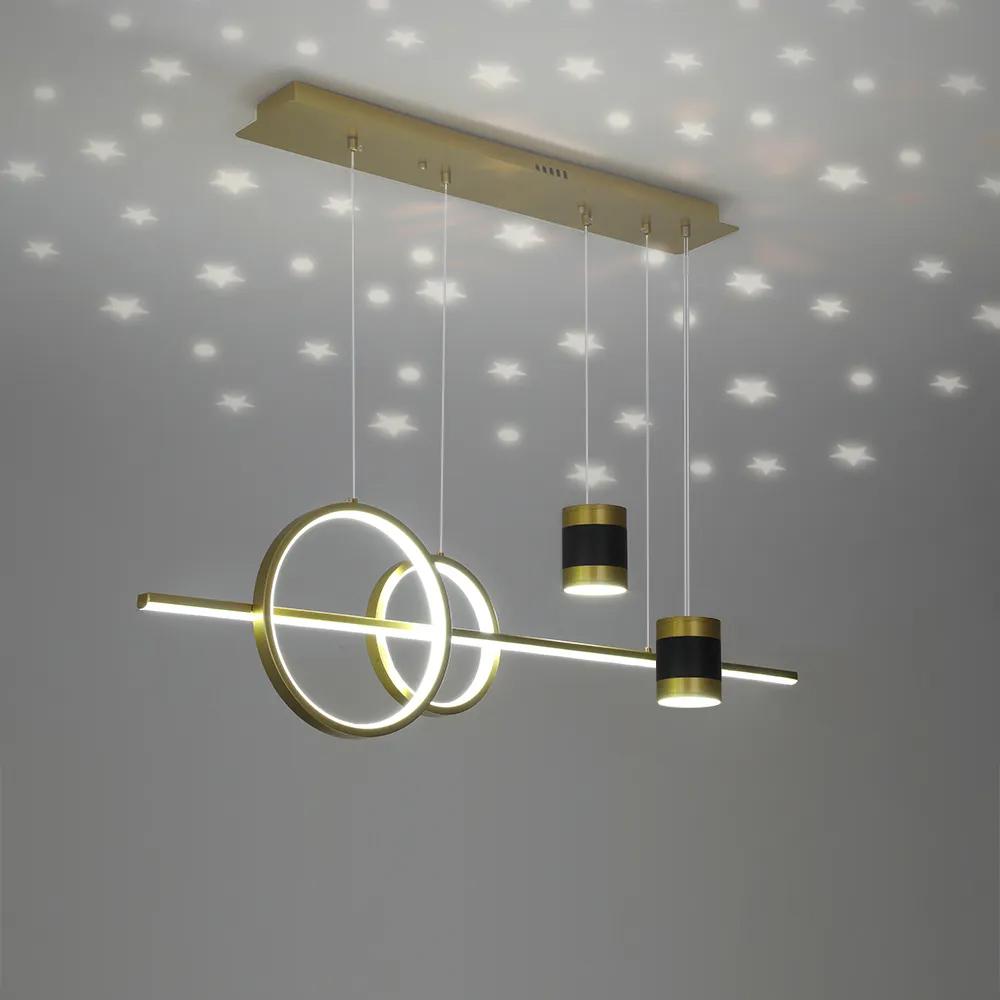 Geometric Black Kitchen Island light Starry Reflection Hanging Light 3-Way Dimmable