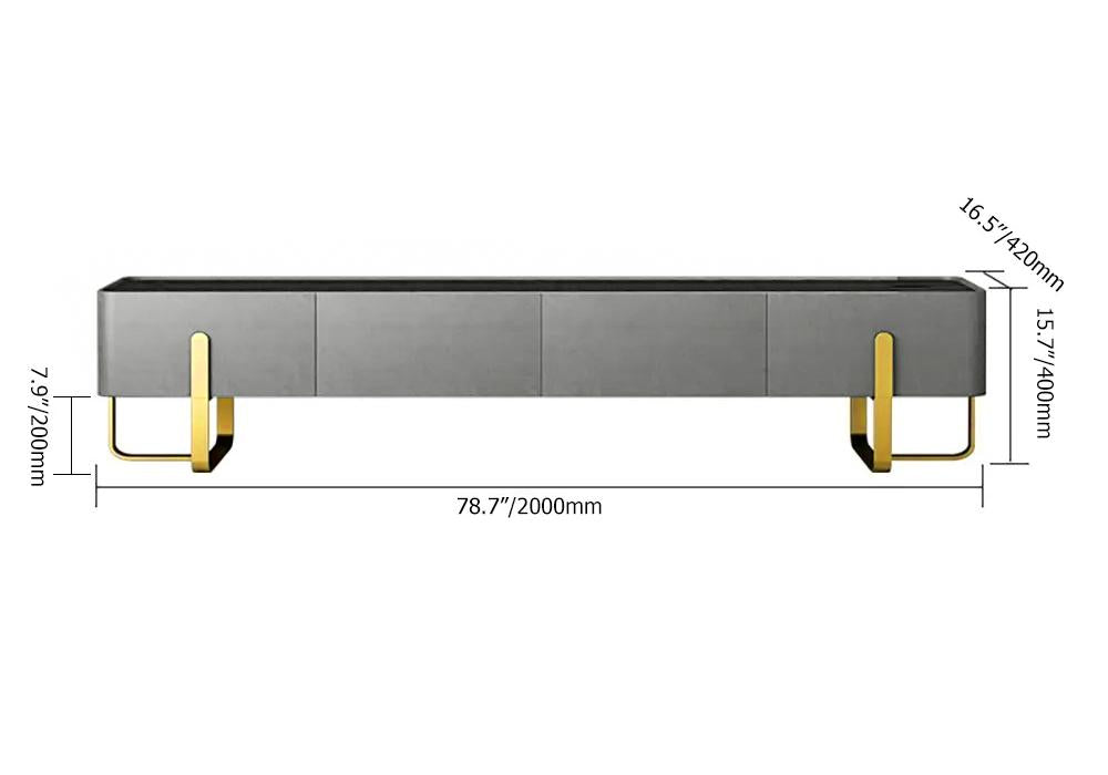 Blackcast 79" Modern Gray TV stand Sintered Stone Minimalist Media Console with Drawers